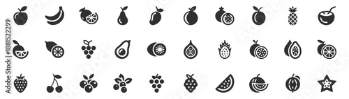 Fruit vector icon set illustration
