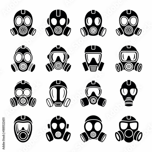 Collection of various gas masks for protection