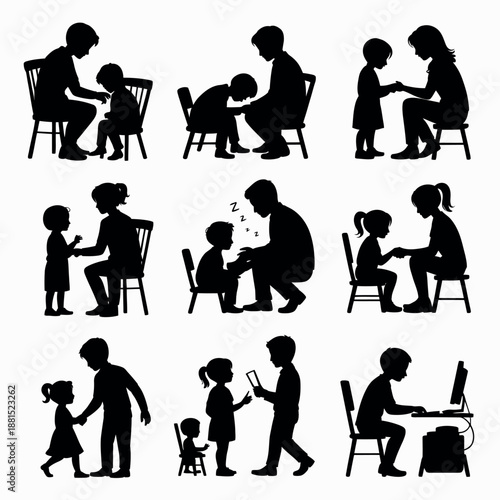 Parent child bonding moments in silhouette