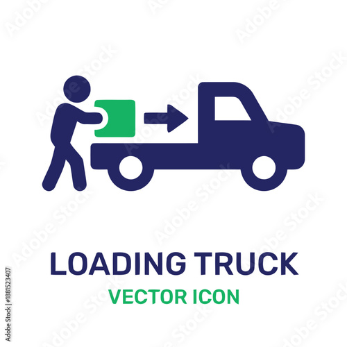 Loading truck icon illustration depicting cargo delivery service
