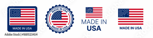 Made in usa american flag vector logo badge