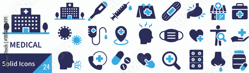 Medical icons collection with hospital healthcare elements