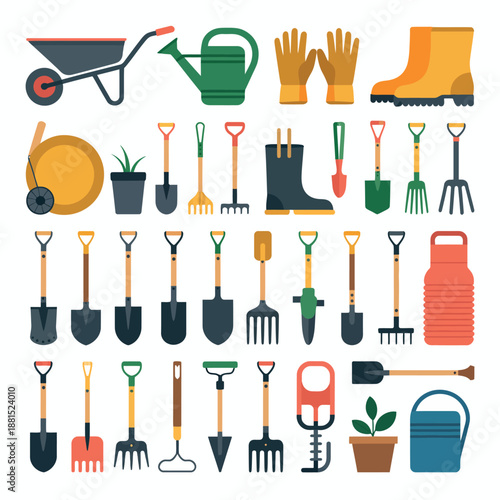 Gardening tools and equipment for planting and maintenance