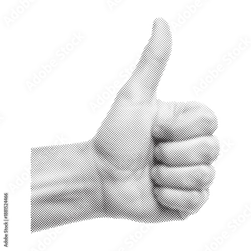 A Halftone hand giving a thumbs up gesture in a halftone style