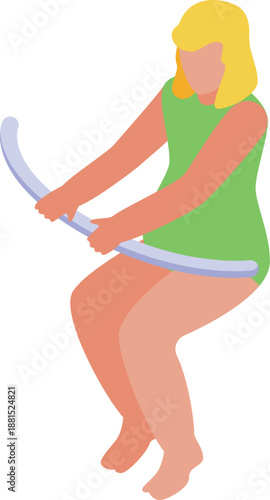 Female gymnast performing a rhythmic gymnastics exercise with a ribbon, showcasing flexibility and grace