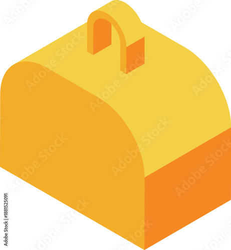 Lunch box isometric projection icon representing back to school supplies, food containers and lunch break
