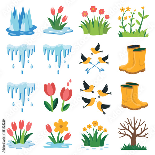 Spring season elements collection