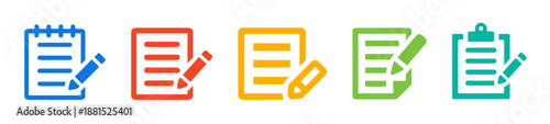 Notepad icon set in various colors for notes vector
