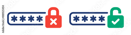 Password security vector icon, protected and unlocked access