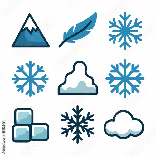 Collection of winter weather symbols and icons