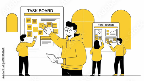Teamwork on Task Board: Planning, Strategy, and Collaboration