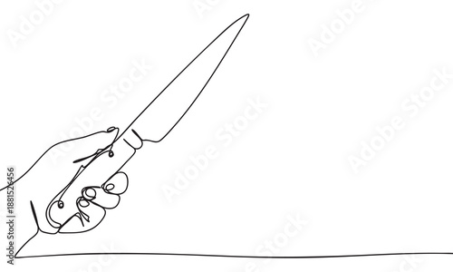 One Line Art Hand Gripping a Knife