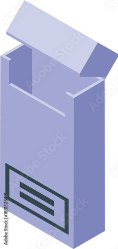 Open cigarette pack presenting potential health hazards associated with smoking, depicted in a simple and informative isometric view
