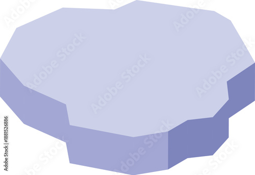 Large ice floe floating on cold arctic water, melting iceberg in isometric view