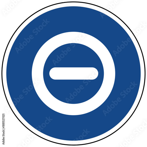 Minus Zeichen Negativ Vektor Illustration blaues rundes Schild Symbol für Zoll Grenze Verbot Stopp und Verminderung Grafik