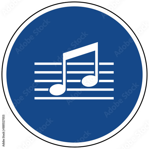 Musik Noten Vektor Illustration blaues Schild mit Notenschlüssel und Linien Symbol für Kunst Unterhaltung Hobby Klang Konzert und Melodie Grafik