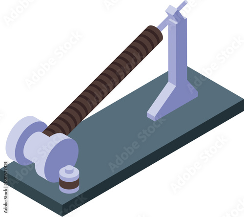 Archimedes screw with crank and base, used for irrigation and water pumping, showcasing simple mechanics