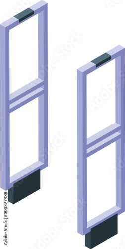 Sensor gates detecting stolen items at a store entrance, preventing shoplifting and enhancing security measures