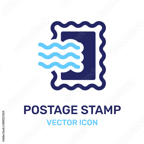 Postage stamp mail delivery with wave vector icon