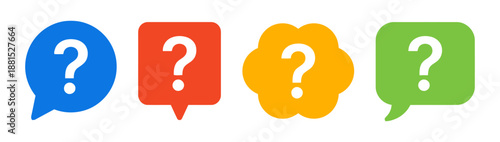Question mark in colorful speech bubble vector icon set