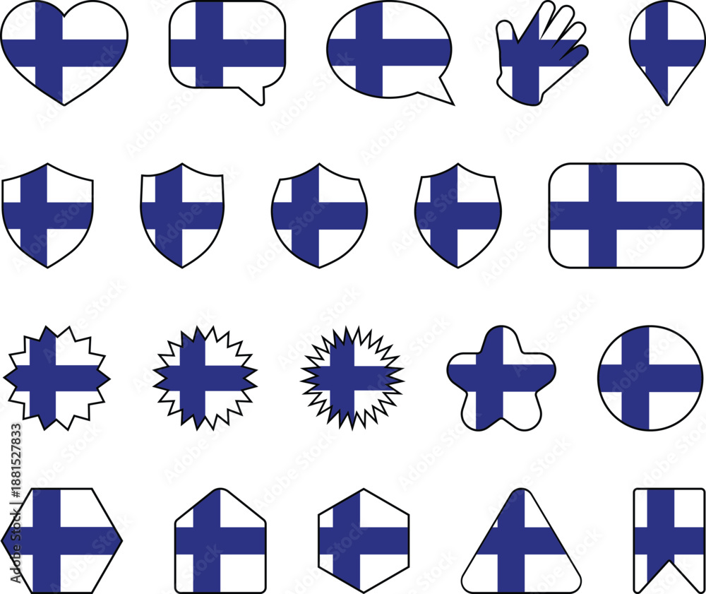 custom made wallpaper toronto digitalFinnish Flag Icon Collection in Clean Minimalist Style