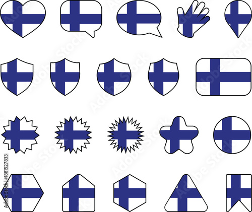 Finnish Flag Icon Collection in Clean Minimalist Style