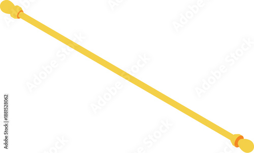 Simple golden curtain rod with decorative finials, creating a touch of elegance for window treatments