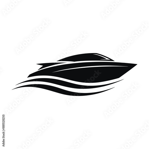 Silhouette of a sleek boat on wavy water
