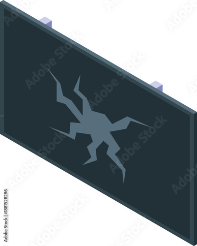 Broken tv screen with visible cracks spreading across the surface, symbolizing damage, malfunction, or impact