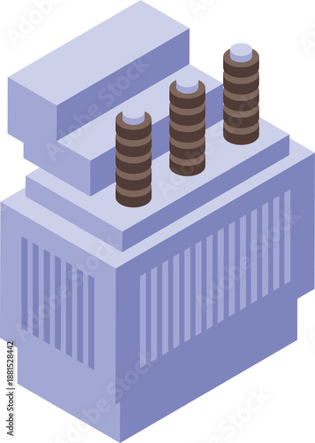 Electrical substation equipment distributing electricity, power transformer isometric illustration