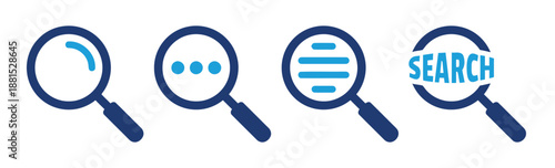 Search icon set with magnifying glass for web design