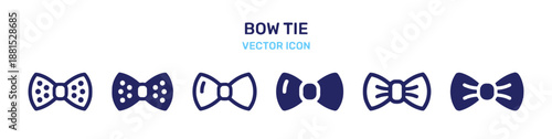 Set of bow tie vector icons for formal wear and fashion accessories