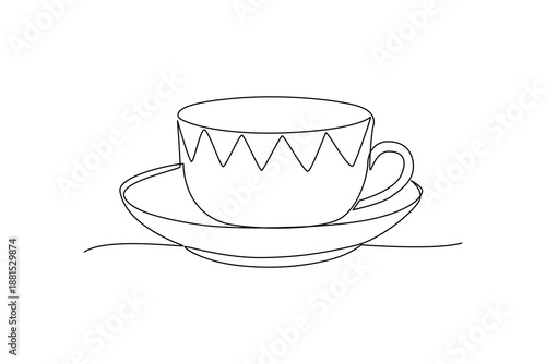 Tea Cup. Home Appliance Concept. Single line draw design. Vector graphic illustration