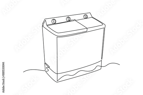 Using Washing Machine. Home Appliance Concept. Single line draw design. Vector graphic illustration