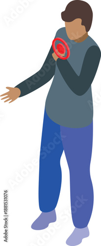 Man experiencing sudden chest pain, possible heart attack or angina pectoris symptom, seeking medical attention