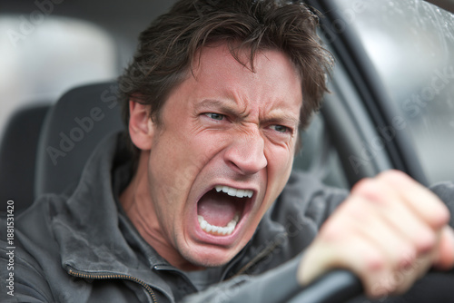 Emotional outburst while yelling alone in the car during a stressful moment Generative AI