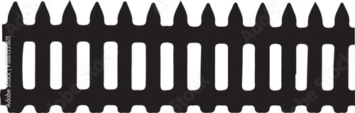  Fence in silhouette white background.