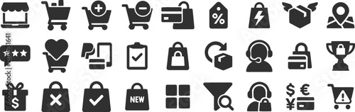 Set of shopping icons for online store and retail business