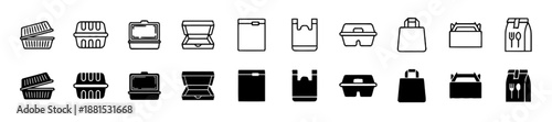 Set of takeout packaging fast food icon vector illustration