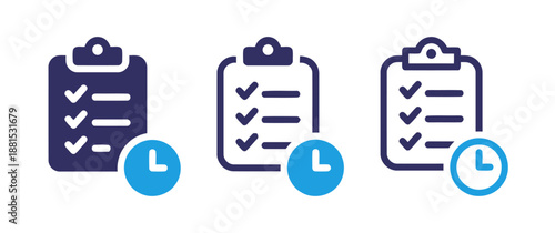 Set of survey completed and task done vector icons