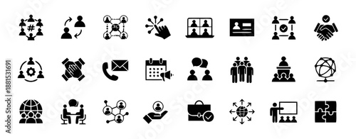 Set of team work collaboration concept icon vector illustration