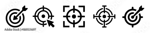 Set of target aiming and success goal vector icon concept