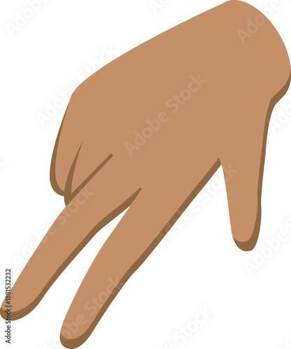 Brown hand making a gesture with two fingers pointing down