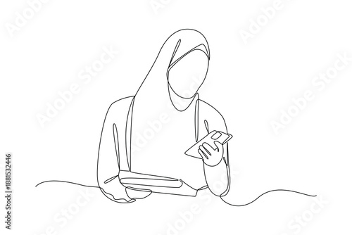 Reading Digital Content Online. lifestyle gen z Concept. Single line draw design. Vector graphic illustration