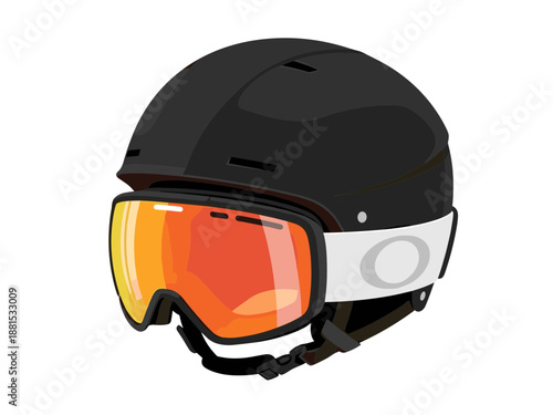 Ski helmet with orange visor in modern design  
