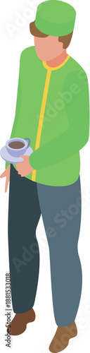 Hotel porter offering a cup of coffee, representing hospitality and personalized service in the hotel industry
