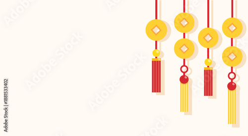 Chinese Coin Charms Hanging Decoration Background 