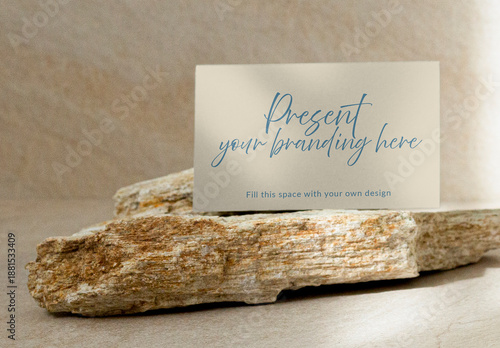 Elegant Card Mockup On Rustic Wood PSD