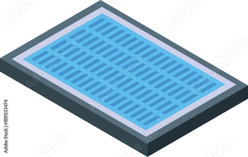 Solar panel generating renewable energy, an isometric view of a sustainable power source