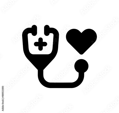 Stethoscope and heart icon vector illustration